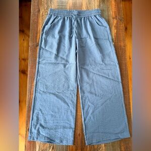 KICZOY Women’s XL Blue Wide Leg Elastic Drawstring Waist Pants